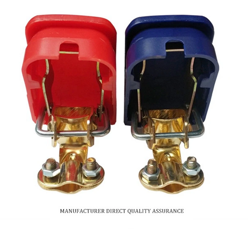 1 Pair Quick Release Top Post Battery Terminal Clamps, Quick Disconnect Battery Terminals With Red And Blue Cover