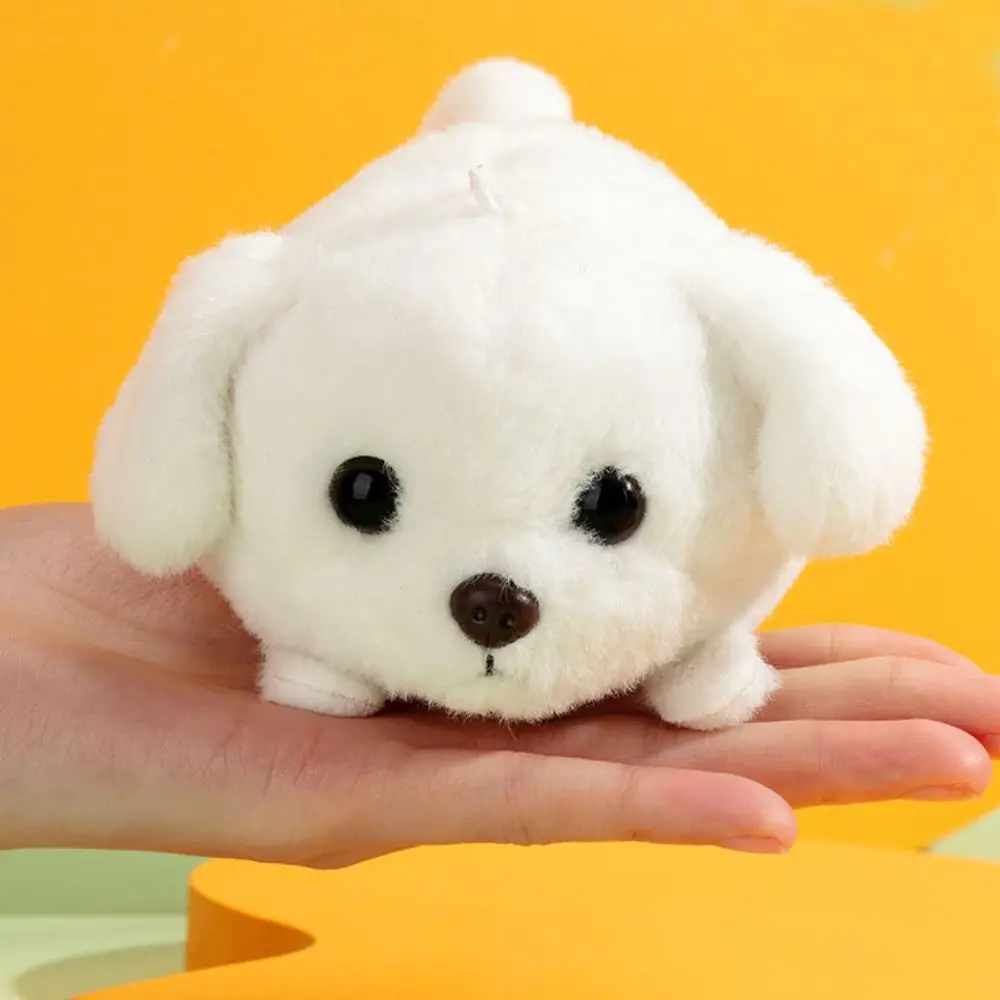 Cute 11cm Tail Wagging Dog Soft White Puppy Dog Plush Doll Swing Rotating Dog Keychain Pendant Stress Relieving Toys