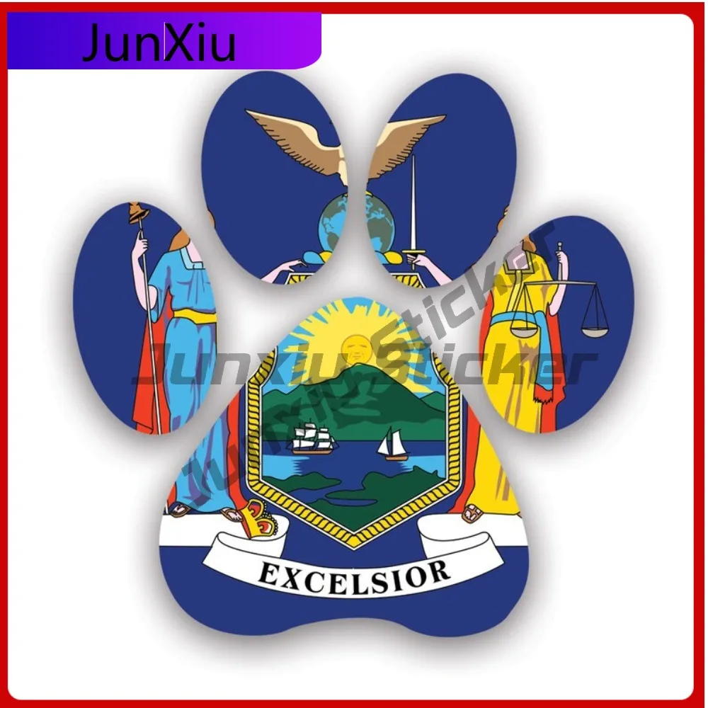 

New York State Paw Print Shaped Sticker Creative Decals Dog Dogs Cat Cats Pet Pets Puppy Prints State Flag Patriotic Car Sticker