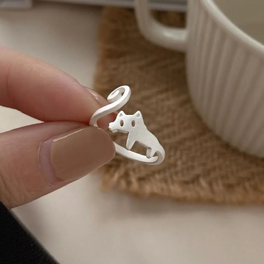 Korean Style Cat Ring Sweet Jewelry Accessories Finger Buckle Simple Open Ring Alloy Silver Color Gift