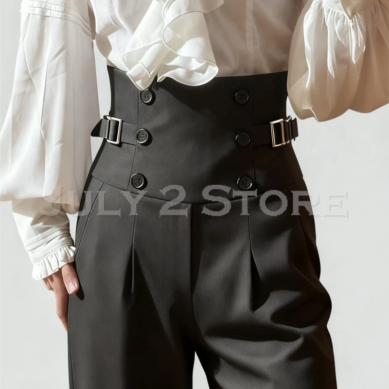 

July 2 Store Ouji Jirai Kei Knight Rider Pants Trouser Japanese Court Suit Femboy Unisex Lolita Prince Vintage High Waist Spring
