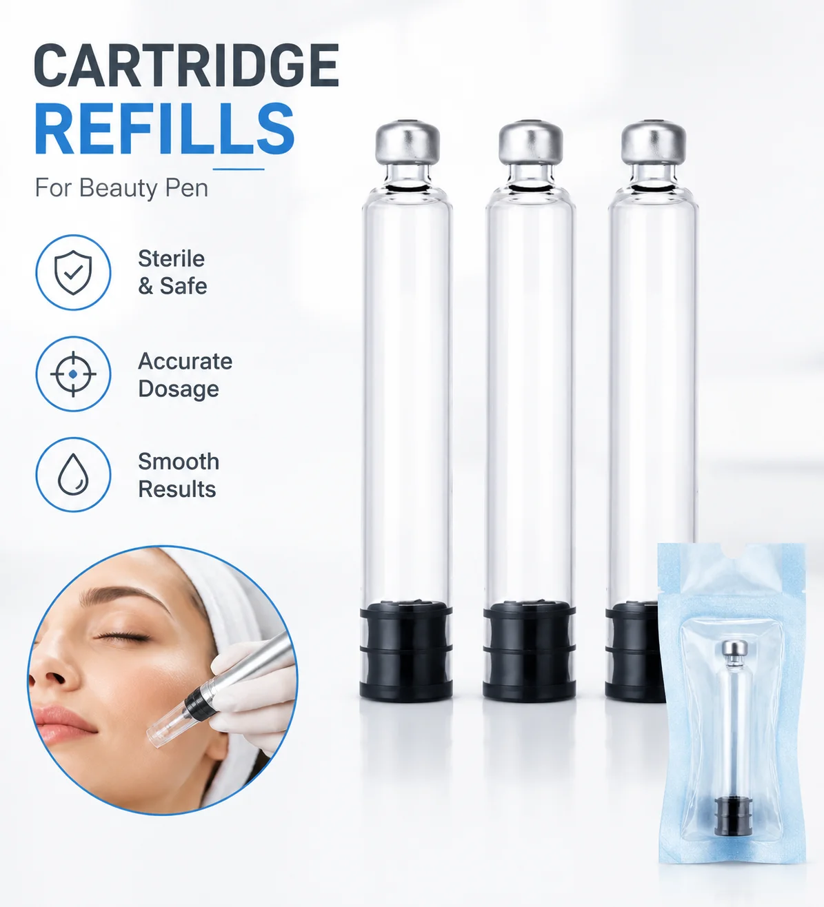 Aneta Reusable Injector with Set of 10 3ml Cartridges Portable Insulin Injection Pens Peptide Injection Canister