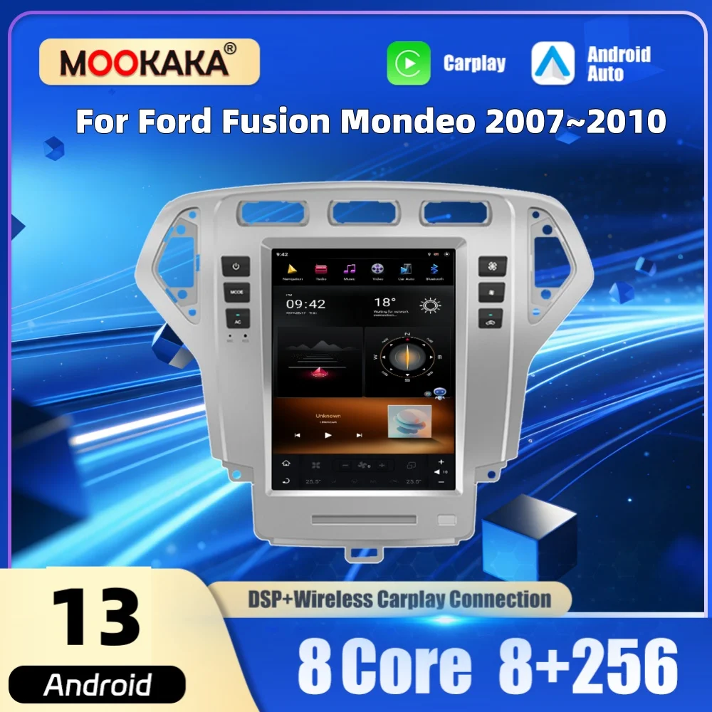 Reproductor Multimedia para Auto de 12.1 Pulgadas con Pantalla Android para Ford Fusion Mondeo 2007~2010, Radio Estéreo para Auto, GPS, CarPlay, Unidad Principal para Auto