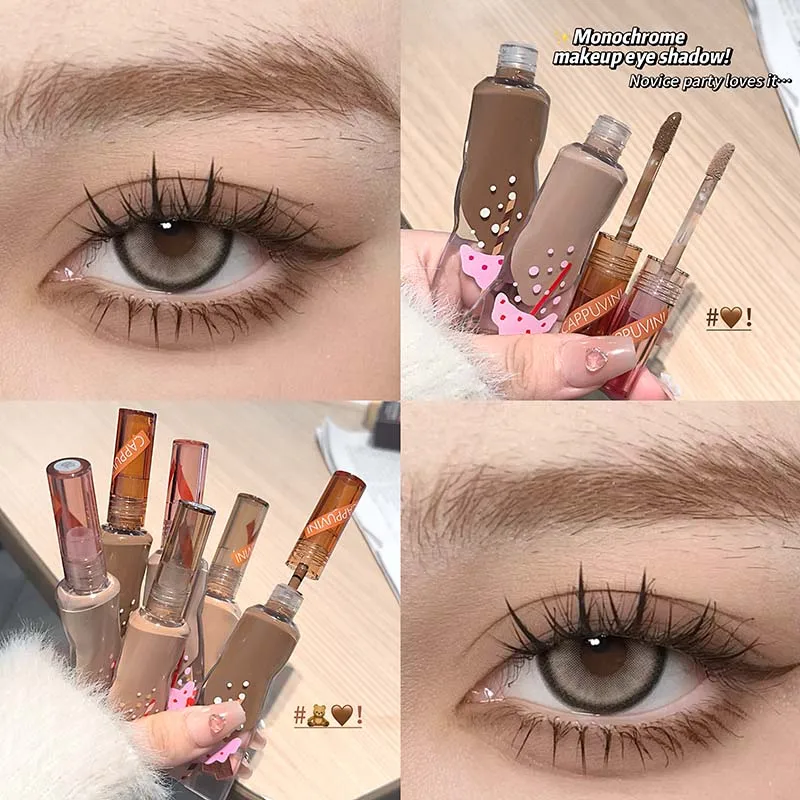 Cappuvini Velvet Liquid Eyeshadow - Muted Milk Tea Brown, Soft Matte Finish, Buildable Neutral Eyeshadow Stick for Everyday Make
