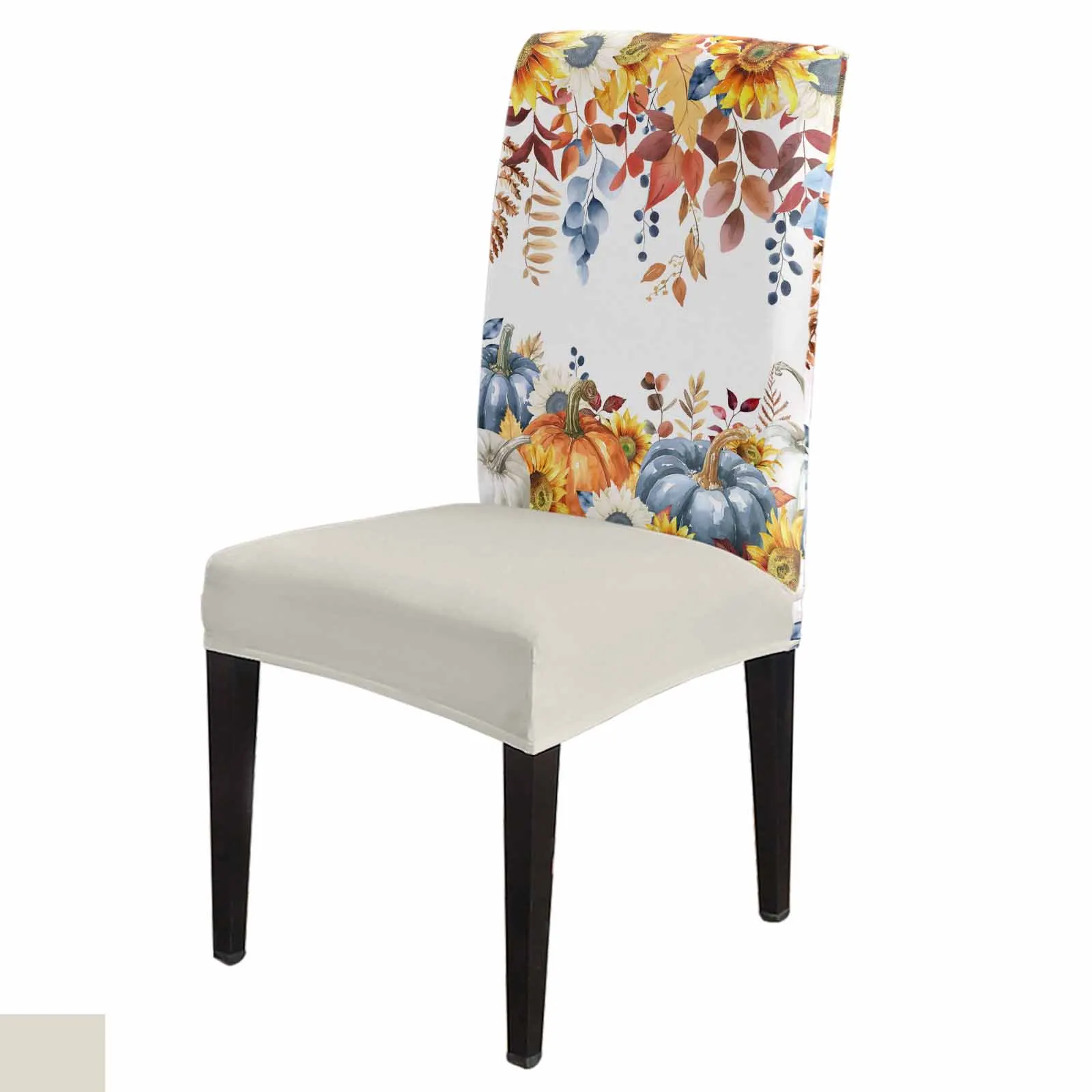 

Blue Pumpkin Autumn Plant Spandex Chair Cover Office Banquet Chair Protector Cover Stretch Chair Cover for Dining Room