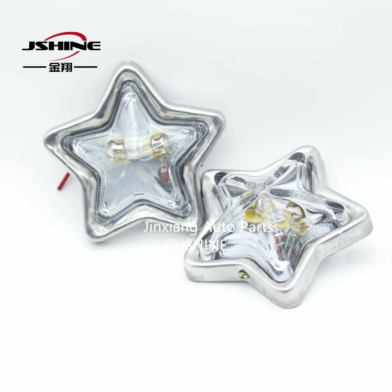 2PCS White Glass Lens Star Semi Truck Lights DC 24V