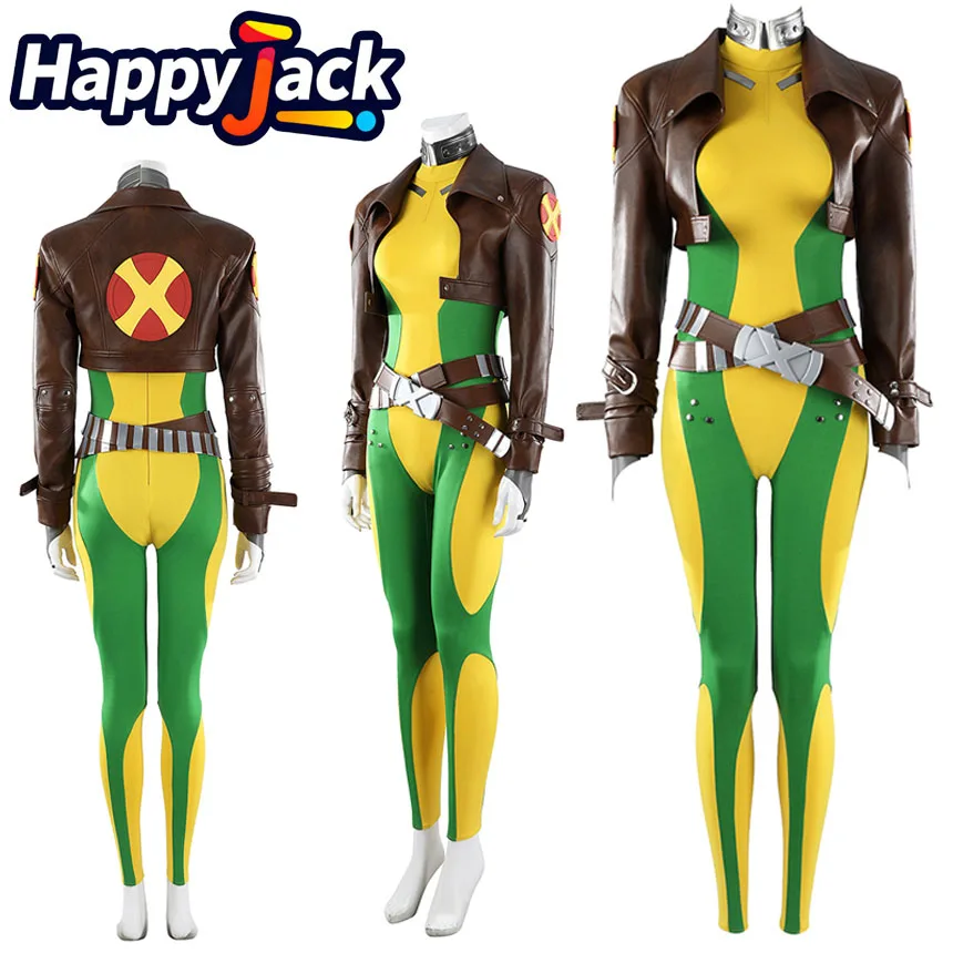 

Rogue Cosplay Jumpsuit Costume Game Rivals Roleplay Bodysuit Coat Belt Earring Ring Gloves Set Halloween Carnival Party Suit