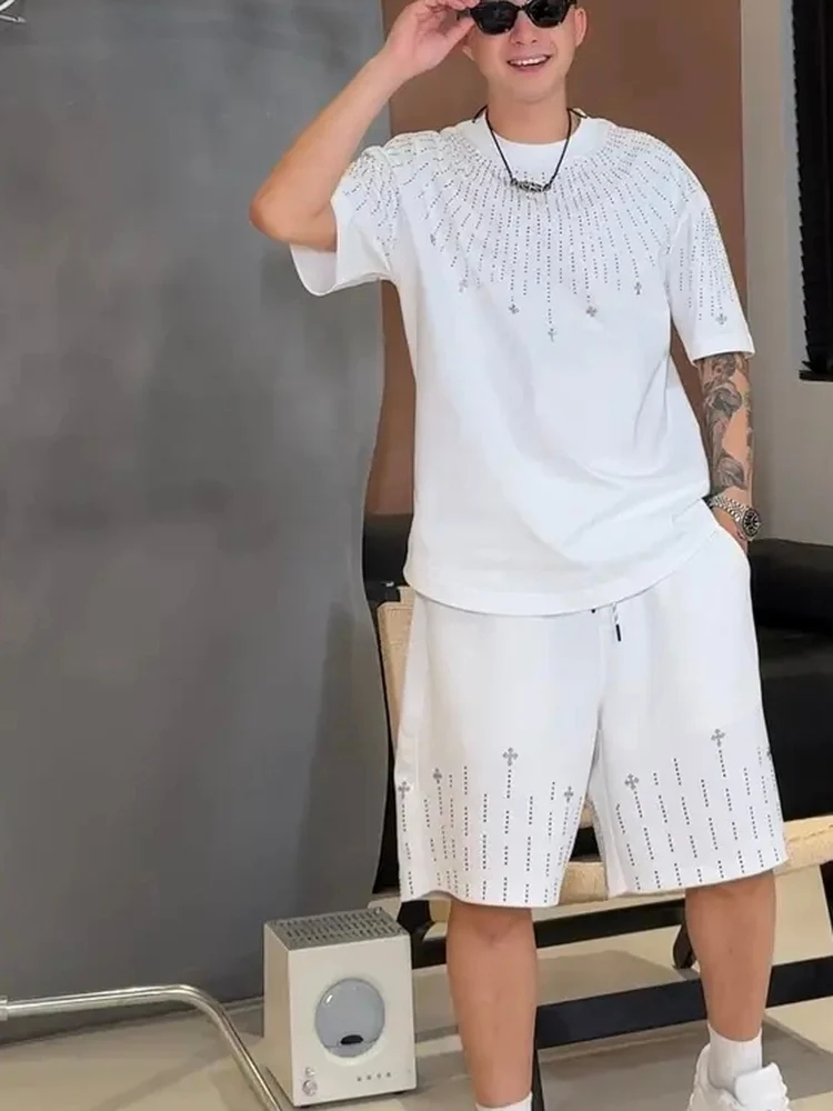 

Высококачественные летние мужские модные повседневные шорты для бизнеса и отдыха с алмазной термообработкой, универсальная спортивная одежда для досуга