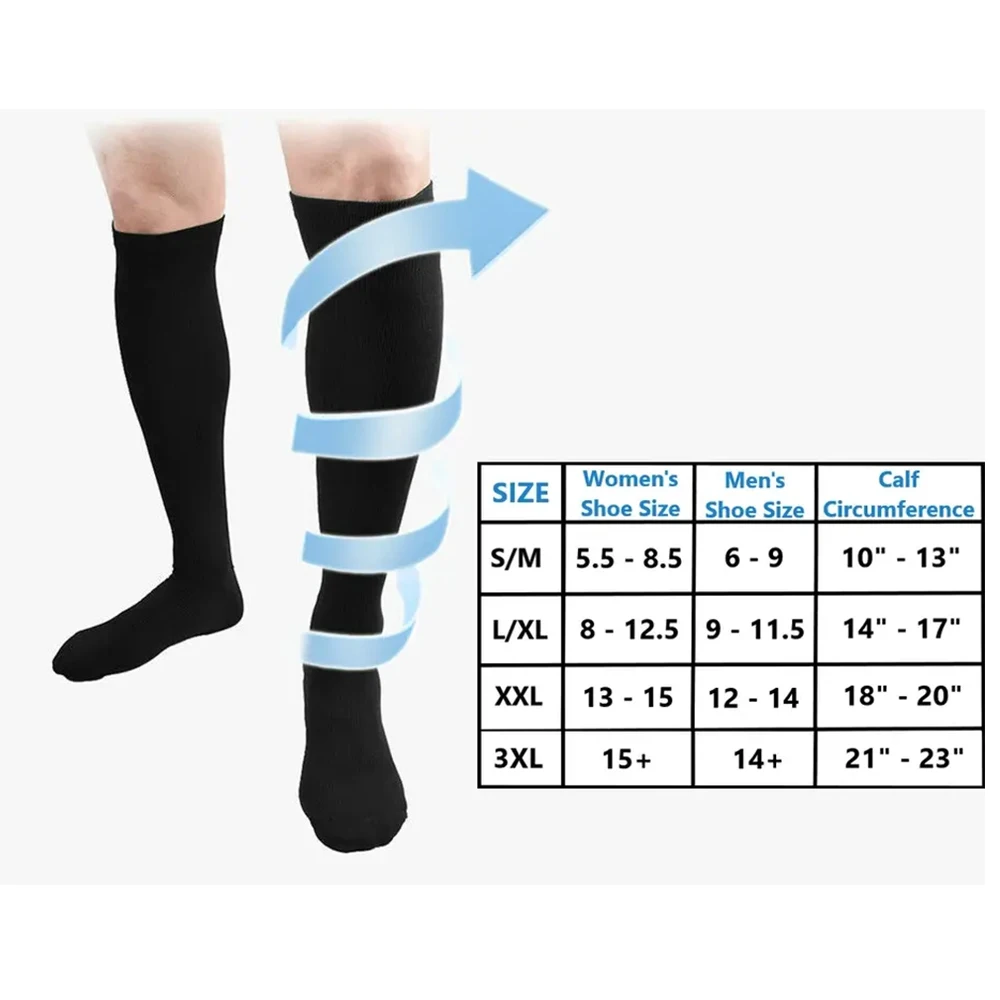 Solid Compression Socks Stockings 20-30 mmHg Medical Knee High Men Women Fitness Breathable Long Tube Compression skipping Socks