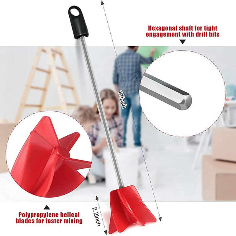 Epoxy Mixer Paint Drill Attachment Paddle Consistency Liquids Resin Head Stirrer Spiral Blade Stirring Rod Tool Electric Drill