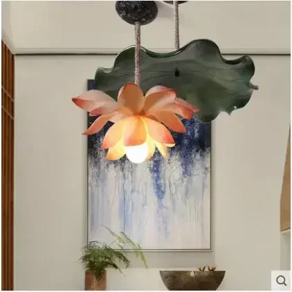

Chinese Style Lotus Modern Restaurant Hotel Stairwell Aisle Personalized Decorative Leaf HOME Decor LED lamps for Restaurant