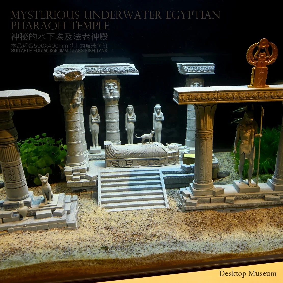 Fish tank water view aquarium resin ornament Egyptian Pharaoh Temple LTCP-431-1