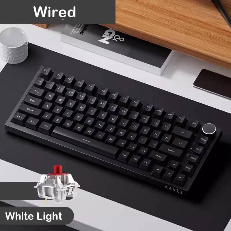 AJAZZ AK820 Pro  Mechanical Keyboard 70% Compact Layout/RGB Lighting/Hot-swappable Switches,with Wired,Wireless,and Bluetooth