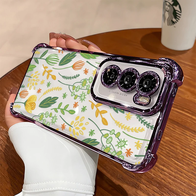 Funda de teléfono con revestimiento de silicona de lujo para Infinix Spark 10C 10 Pro Go 1 2 3 2024 2023 20 20C, funda transparente con estampado de flores a prueba de golpes