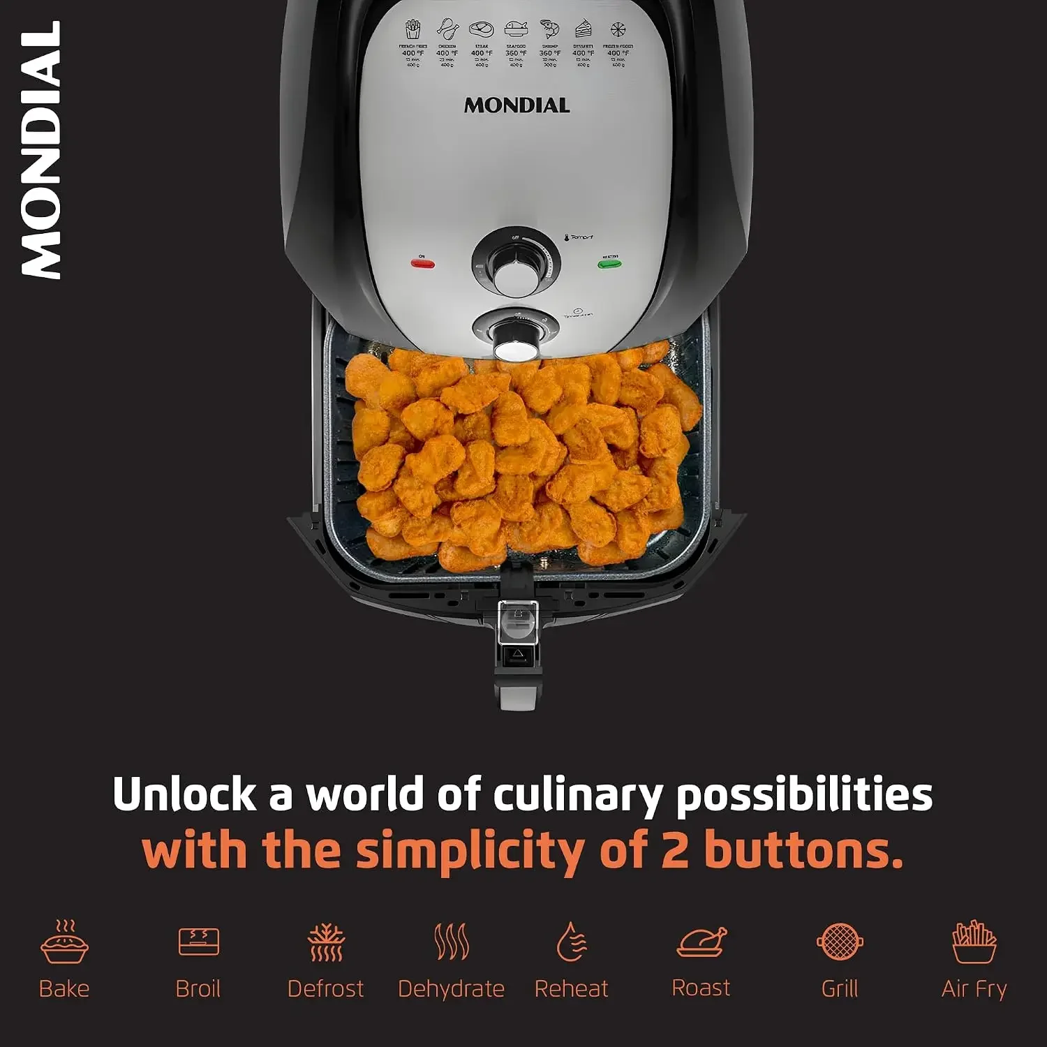 Air Fryer - 8.6 Quart Extra-Large Air Fryer, 2 Simple Dial Controls, 1800 Watts - Quick Heat Circulation Technology, Low Fat