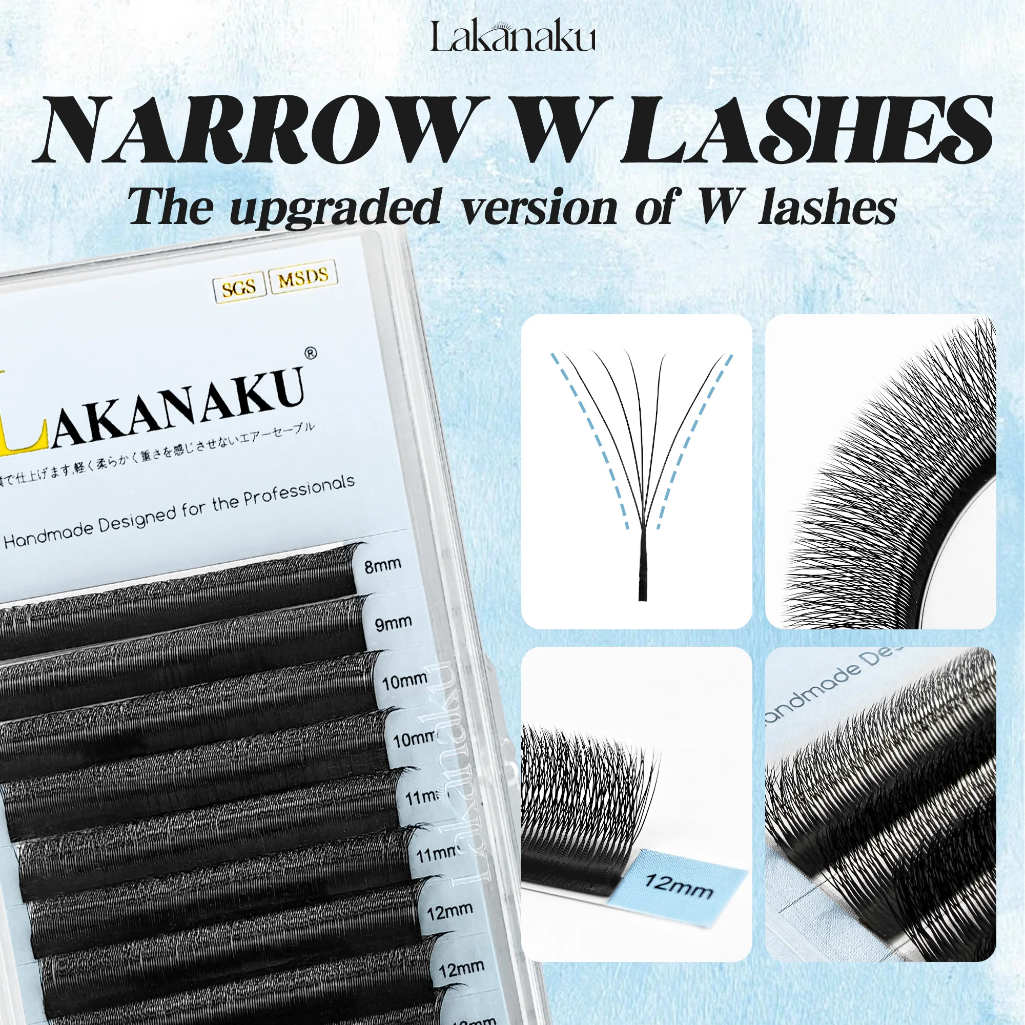 LAKANAKU 3D V Lashes Narrow Clover Fan 3D/4D/5D W Lashes Ruassian Eyelashes Automatic Fanning Lash Clover Cilios W