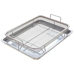 Air Fryer Basket for Oven,Stainless Steel Crisper Tray and Pan, Deluxe Air Fry in Your Oven, 2-Piece Set, for the Grill