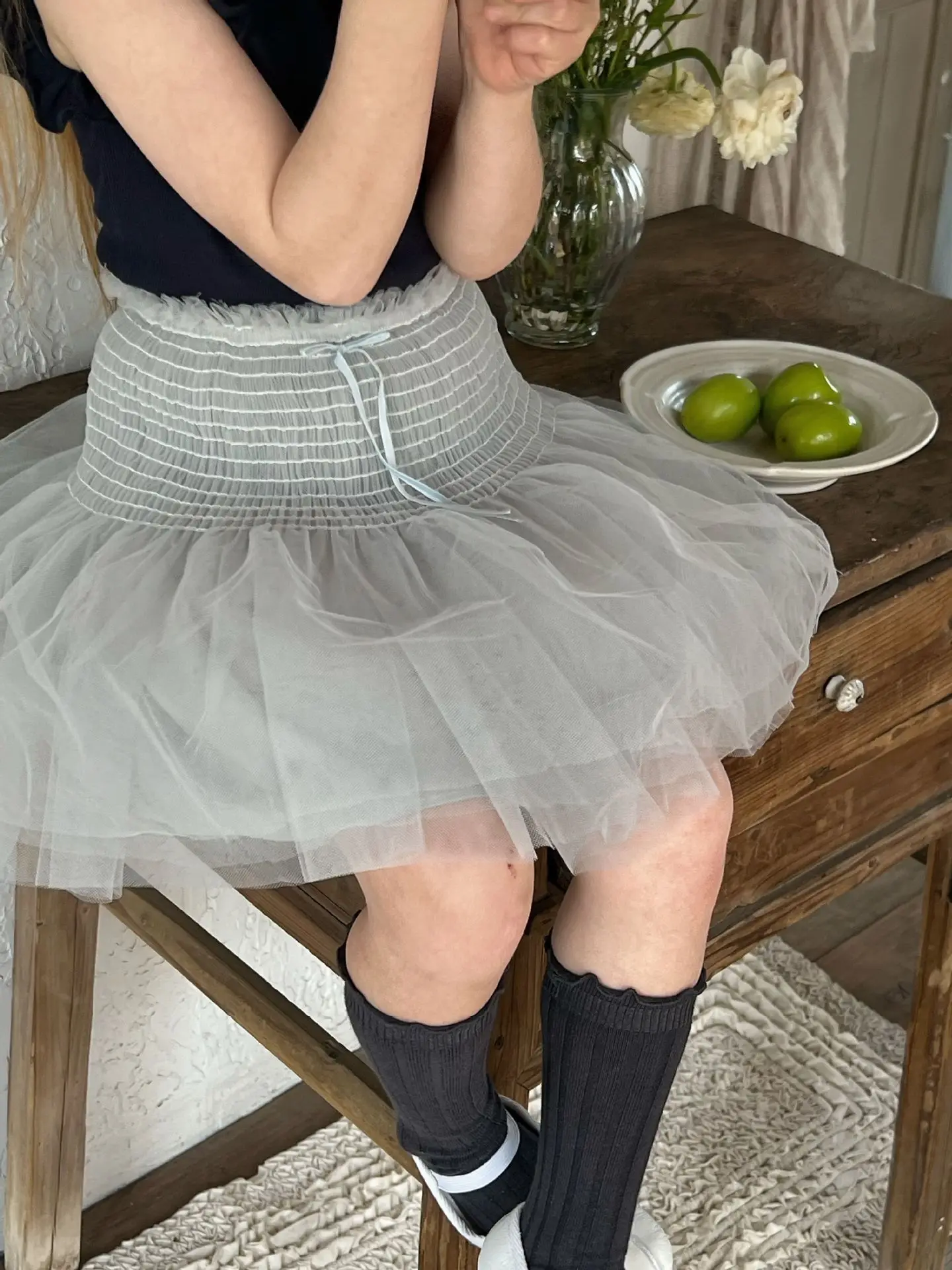 Saia de tule retrô infantil, saia feminina, roupa de criança, estilo coreano, princesa, peng, moda, verão, novo, 2024