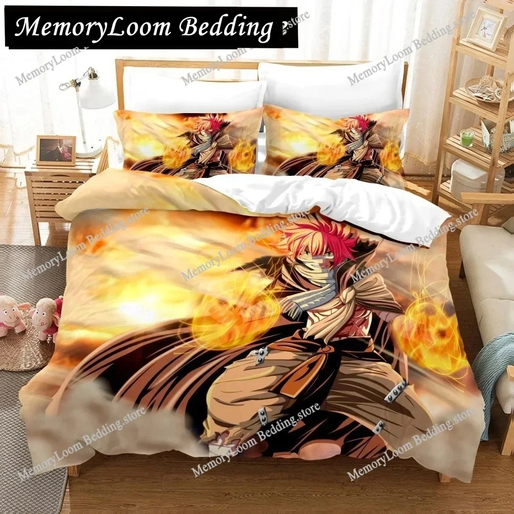 3D Print Anime Fairy Tail Logo Natsu Bedding Set Boys Girls Twin Queen Size Duvet Cover Pillowcase Bed Boys Adult Home Textiles