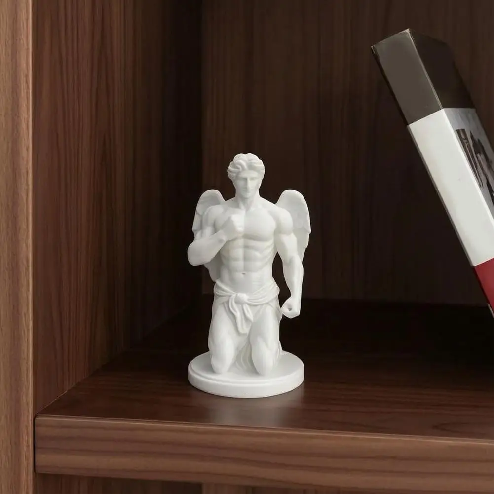 Exquisite Detailed Angel Statue High-grade Texture Sculpture 3d Printed Winged Angel Statue Kneeling Myth Sculpture for Home