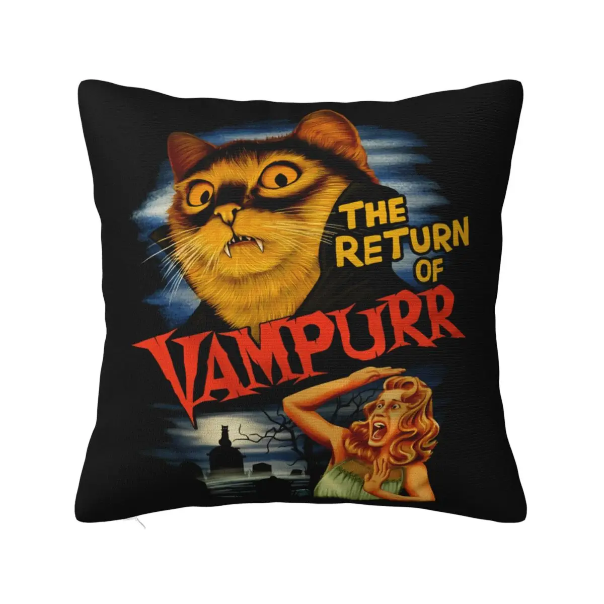 The Return Of Vampurr Vampire Cat Halloween Gift Black Men Women New Brand Colour Pillow Case