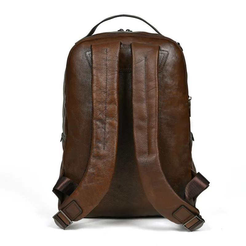 Mochila de cuero vintage para hombre de gran capacidad