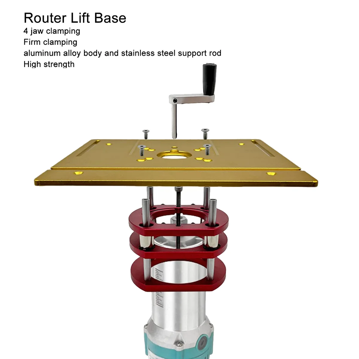 4-Jaw Clamping Router Lift Table System with Handle for 64mm to 66mm Machines