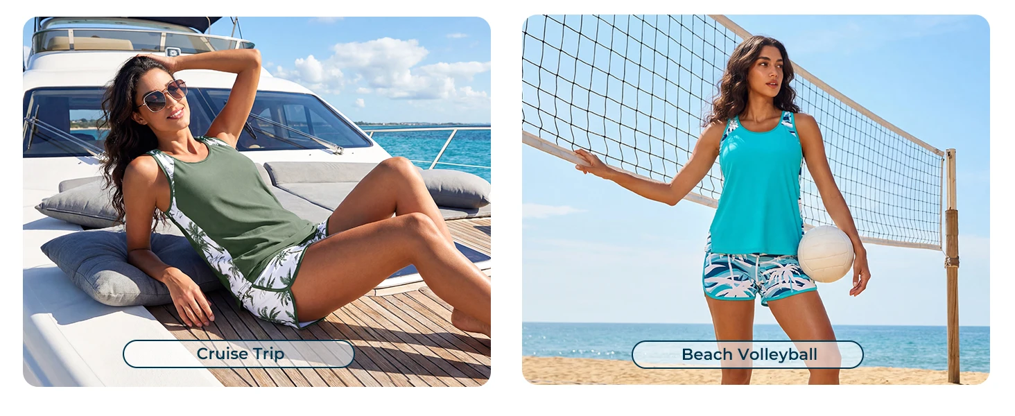 two-piece bathing suits with athletic shorts