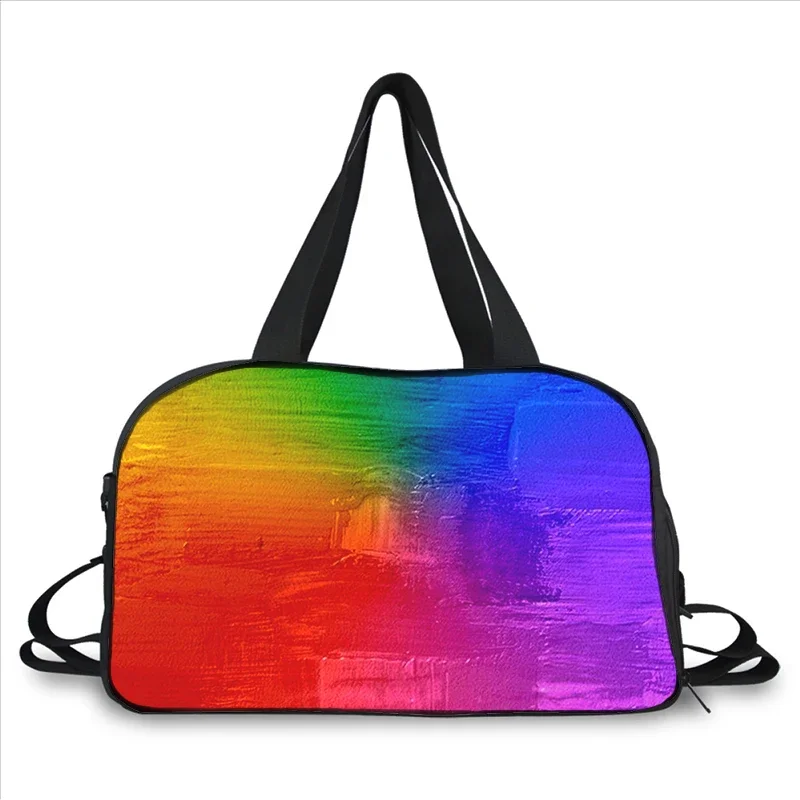 fashion Art rainbow 3D printing fashion trend portable large capacity multi-function messenger bag travel bag