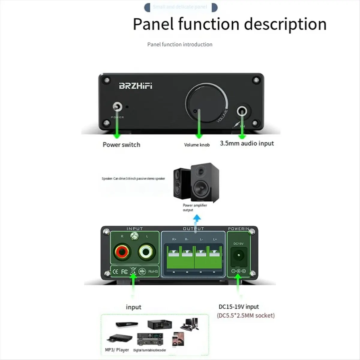 A49T  2x80W MA12070 Digital Audio Power Amplifier Speakers HiFi Stereo AMP Class D Aux DC15-19V Black