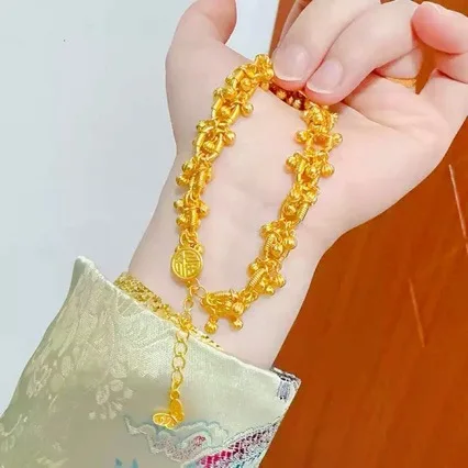 

Women's 24K Gold (AU999) Fruits & Butterfly Bracelet | Openwork fruits, micro-diamond glow with magnetic closure