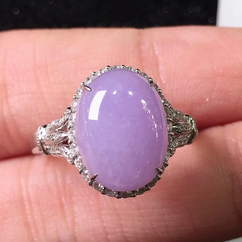 Natural chalcedony Ice Violet color Oval rings for women Exquisite Classic Light luxury Original style engagement Jewelry