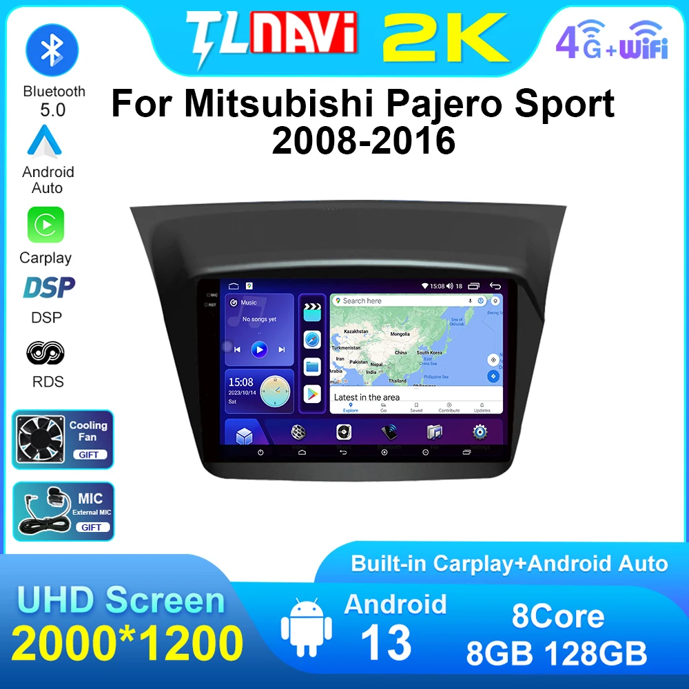 

2K Car Multimedia Player GPS Navigation Radio For Mitsubishi Pajero Sport L200 Triton 2008 2009 2010 - 2016 Carplay Android Auto