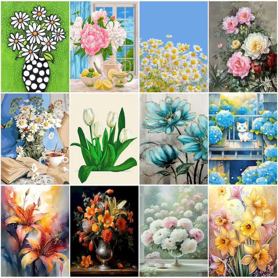 

RUOPOTY Painting By Number Adults Diy Crafts Flowers Markers By Numbers Picture Drawing On Canvas Decorative Paintings Wall Art
