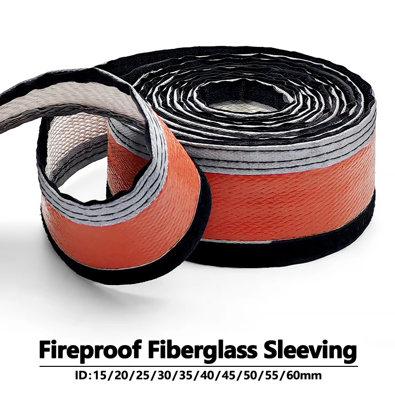15mm~60mm High Temperature Fire Retardant Fiberglass Tube Silicone Resin Coated Protective Casing Pipe Fireproof Cable Protector