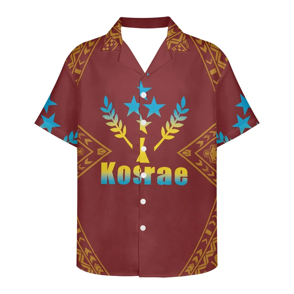 

2022 Design Logo Printing Polynesia Traditional Tribe Men Short Sleeve V Neck Shirt Summer Style Casual Fashion Men Clothing