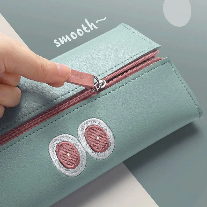 Estuche para bolígrafos de PU de gran capacidad de monstruo de dibujos animados, Material de Anime, papelería, útiles escolares, Estuche para lápices Kawaii