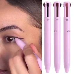 Multifunctional 4 In 1 Eyebrow Pencil Waterproof Drawing Makeup Pen Lip Line Highlighter Long Lasting Easy Color Eyeliner Makeup