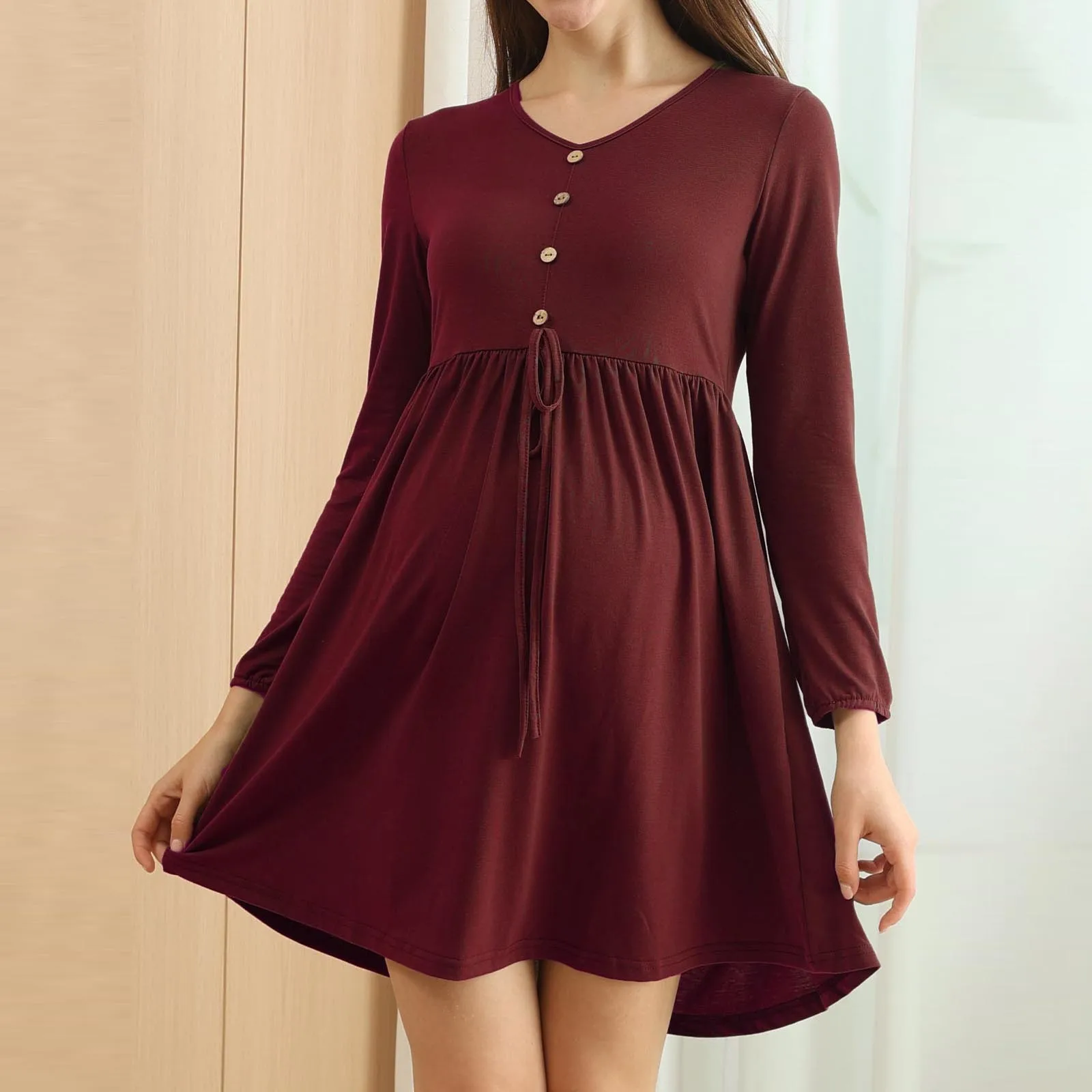 Maternity Dress New Spring Long Sleeve Loose Casual Women's Dresess High Quality High Stretch Pregnant Women Clothing Sleepwear