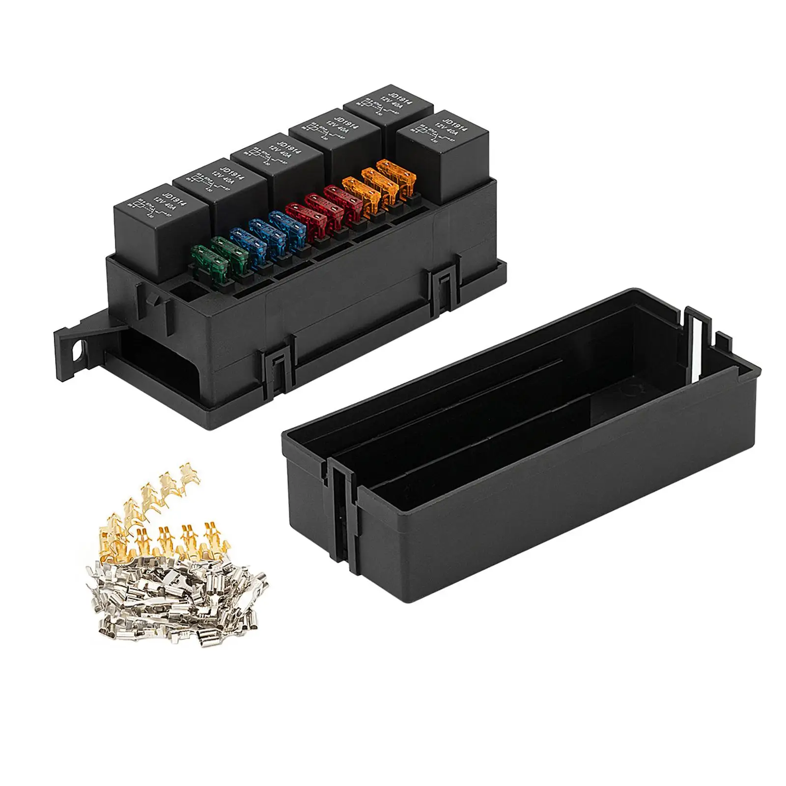 12V Fuse Relay Box 11 Slots Atc/ato Fuse 6 Slot Relay Panel Dustproof Fuse Relay Holder for Marine Boat Vehicles Trucks