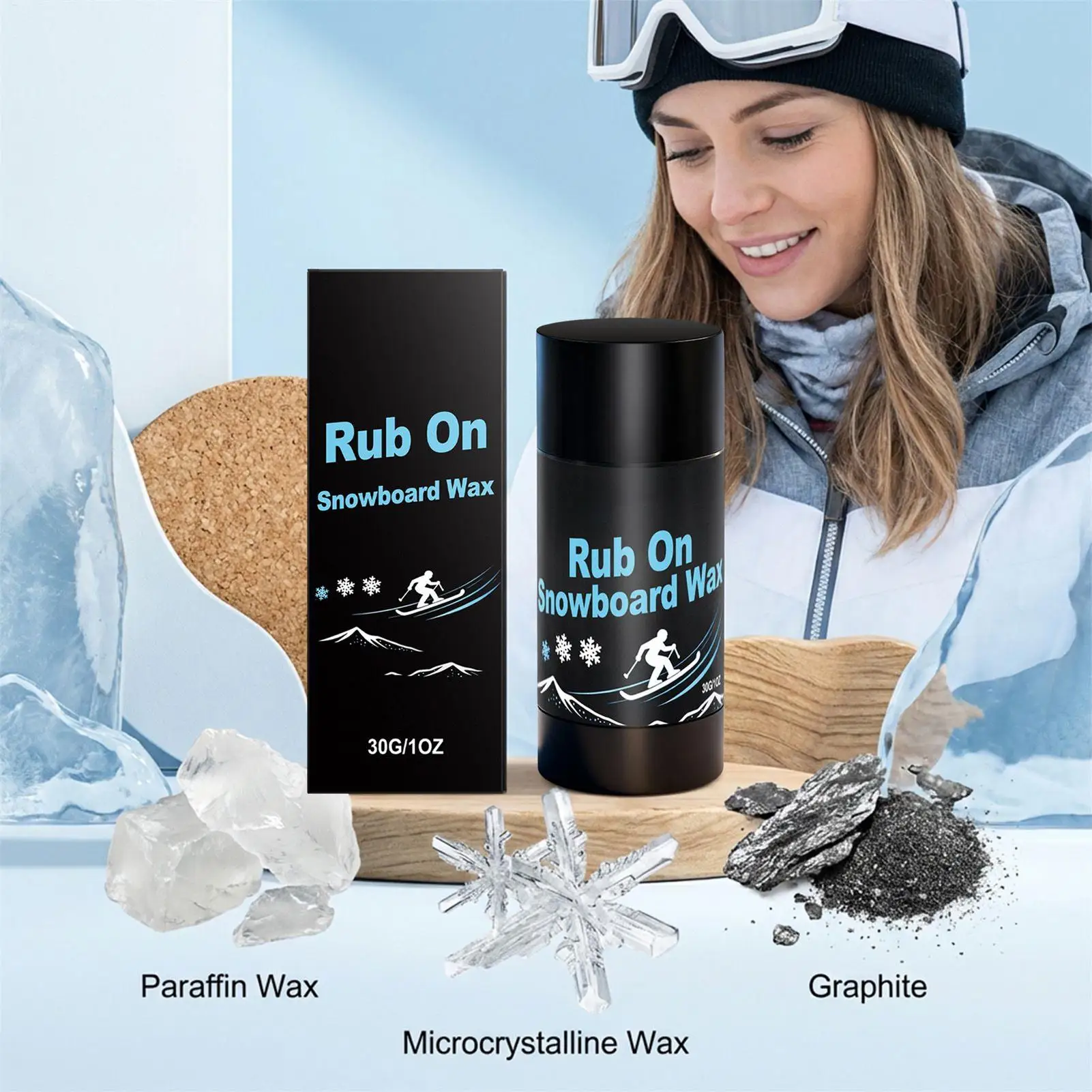 30g Portable Snowboard Wax Waxing Accessories With Cork Applicator Solid Ski Maintenance Wax For Outdoor Indoor Home Park view 4