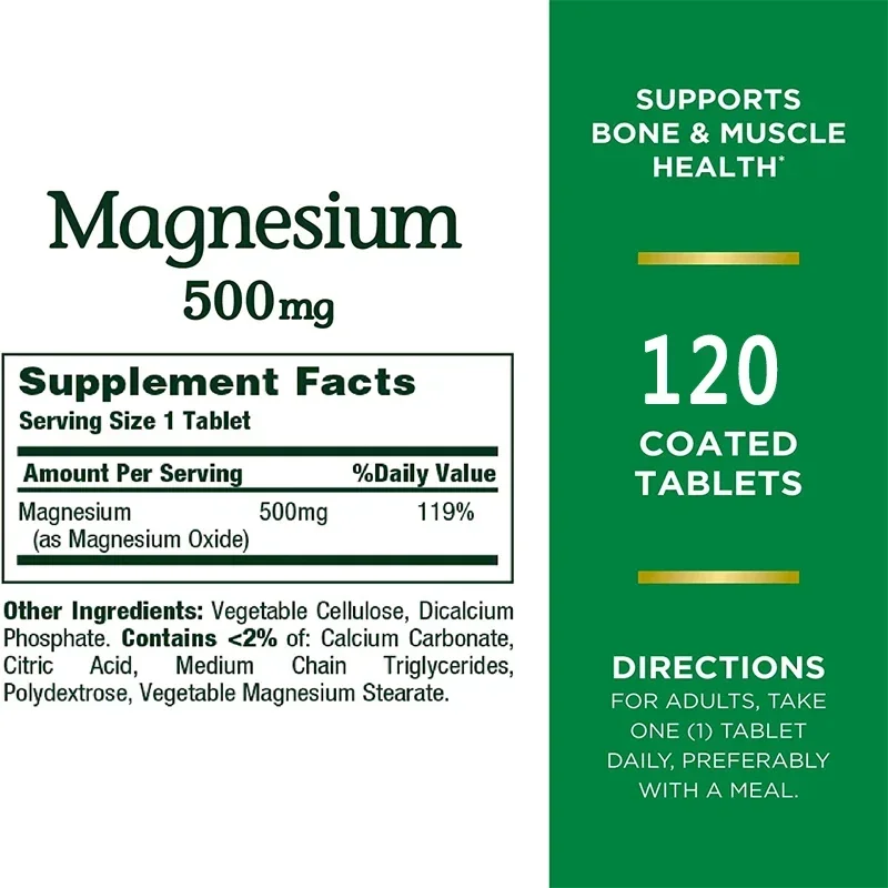 Magnesium Capsules 500 Mg - Highly Absorbable Magnesium Oxide To Support Bone and Muscle Health