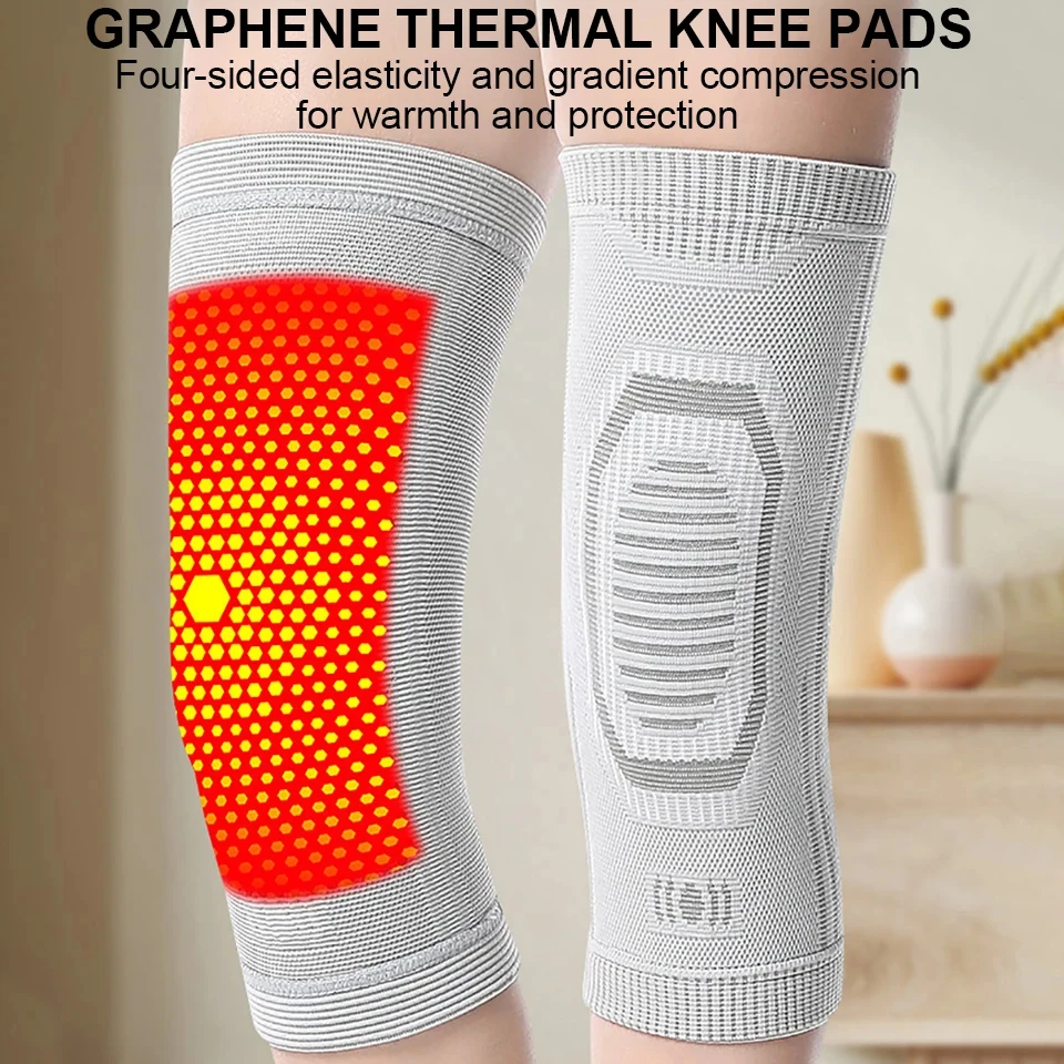 1Pcs Graphene Self Heating Wormwood Kneepads Knee Brace Warm for Arthritis Joint Pain Relief Injury Recovery Massager Leg Warmer