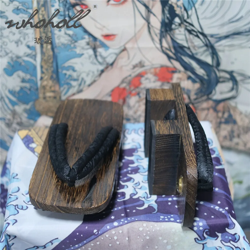 Japanische Samurai Holz Geta Cosplay Kostüme Clogs Mann Frauen Sommer Slipper Zwei-zähne Dicke Plattform Flip-Flops Cosplay Schuhe