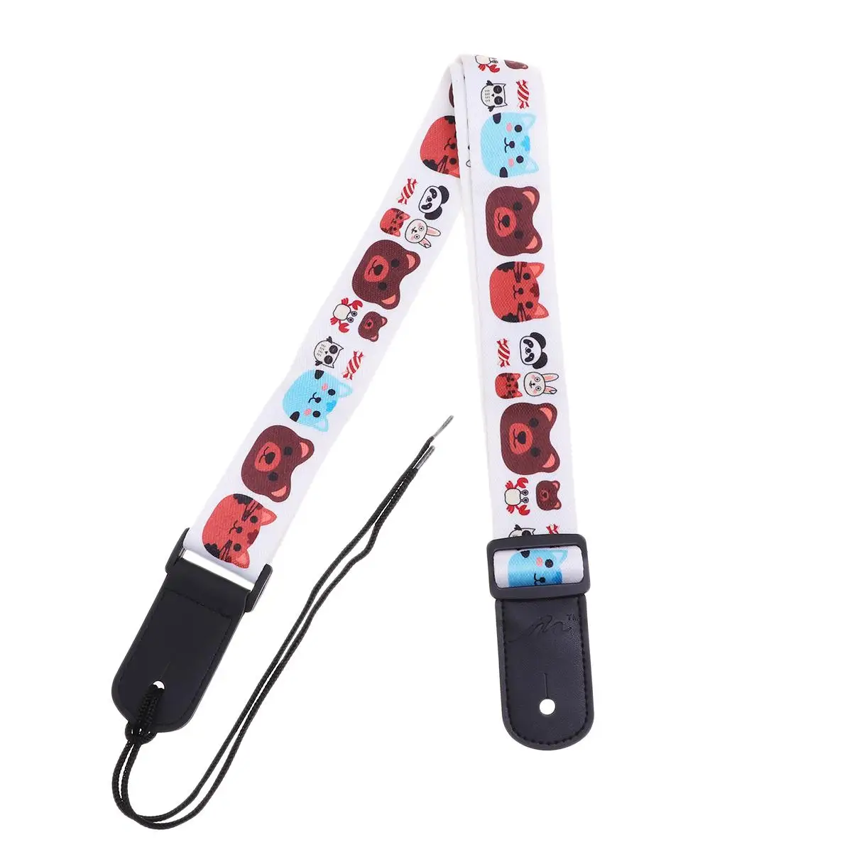 

Cartoon Bear Guitar Shoulder Strap Comfortable Polyamide PU Ends Strap Adjustable Adorable Animals Ukulele Strap