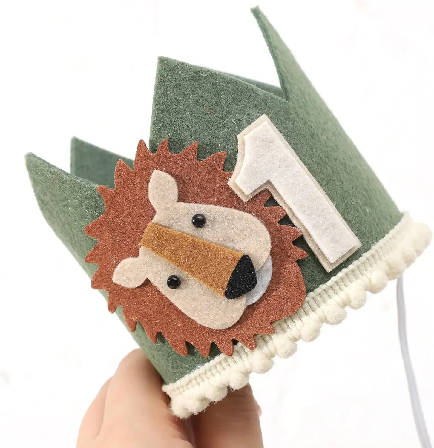 Cartoon One Year Felt Crown Hats Birthday Party ONE Lion Animal Jungle Party Hat Kids Baby Shower Happy 1st Birthday Party Decor