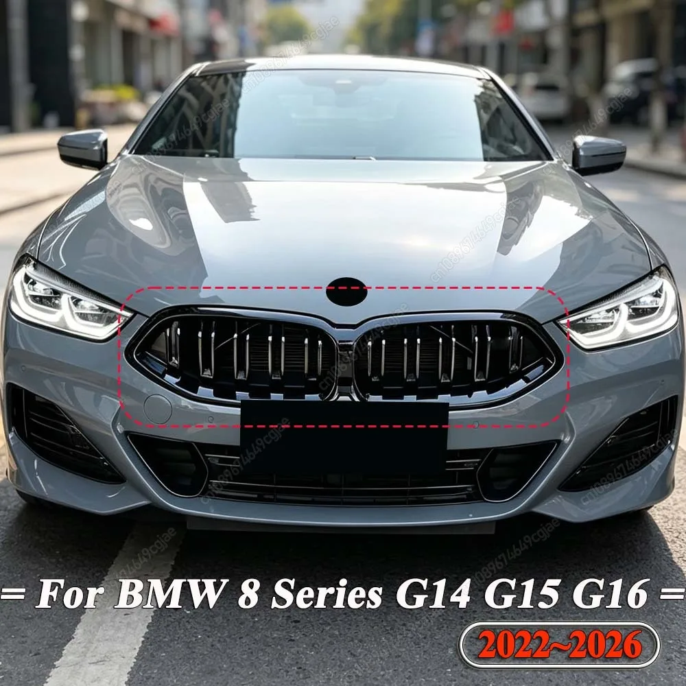 Front Bumper Grille Double Line Style Racing Grills For BMW 8 Series G14 G15 G16 840i 840d M850i M-Sport 2022 To 2026 Kit Tuning