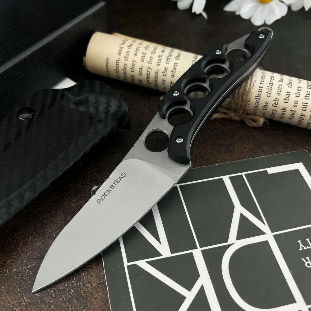 

Нож Rockstead с черной рукоятью G10 и лезвием из высокопрочной стали, прямой, для приключений в дикой природе, походов, кемпинга, спасательных работ на открытом воздухе