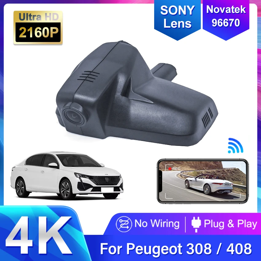 Car Wifi DVR Dash Cam Digital Video Recorder APP Control high quality 4K For Peugeot 408 2015-2019 308 2017 2018