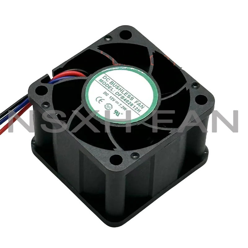 Ventilador de refrigeração do servidor, 3-Wire, DFB402812H, 12V, 7.2W, 40x40x28mm